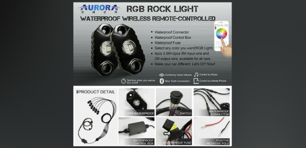 Комплект фар Aurora 6 шт. рабочего света врезных ALO-Y1-2-RGB-D6